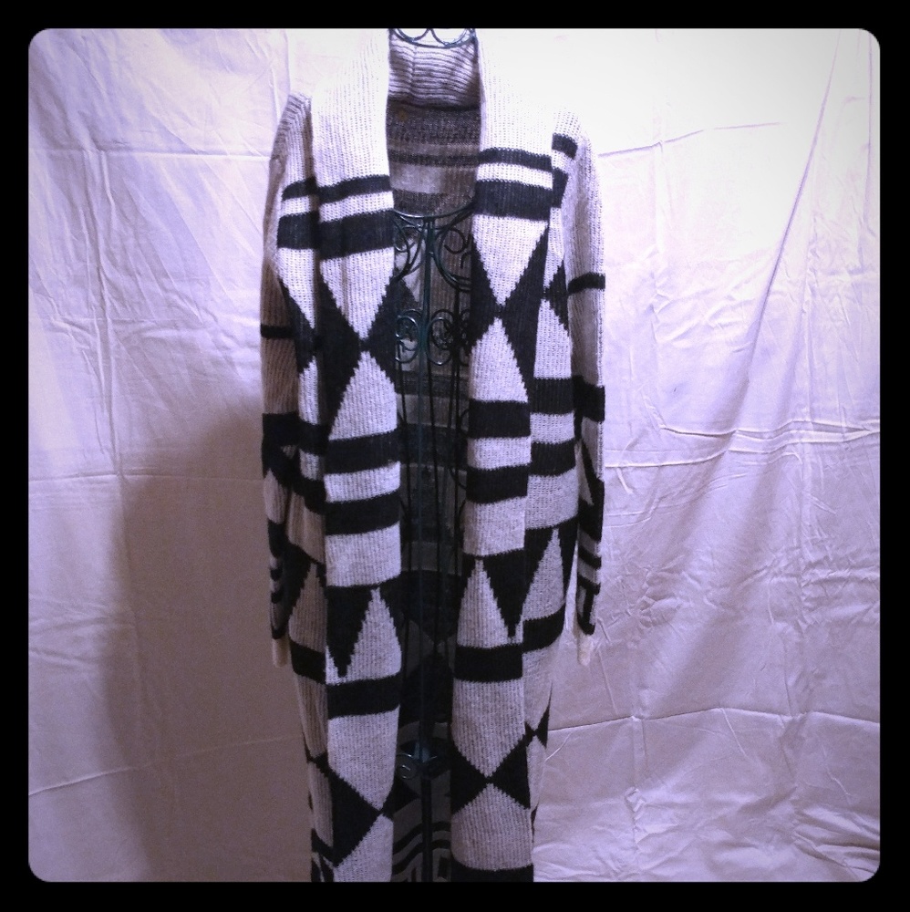 Full length open front sweater coat